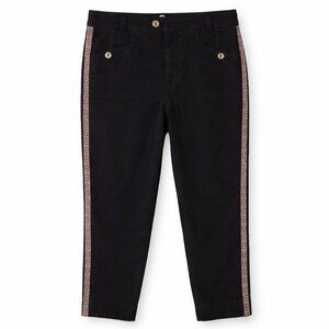 Anthropologie High Rise Straight Leg Embroidered Black Pants Size 8